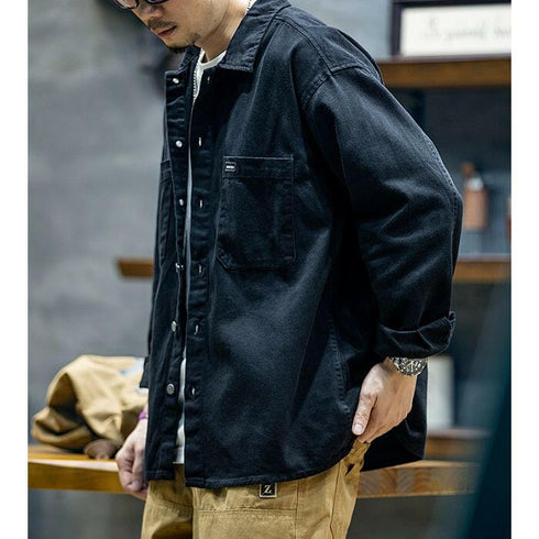 【OUTLET/即納】Cotton Long-sleeved Loose Casual Shirt P0523