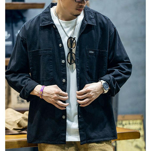 【OUTLET/即納】Cotton Long-sleeved Loose Casual Shirt P0523