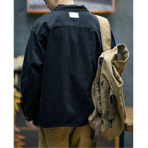 【OUTLET/即納】Cotton Long-sleeved Loose Casual Shirt P0523