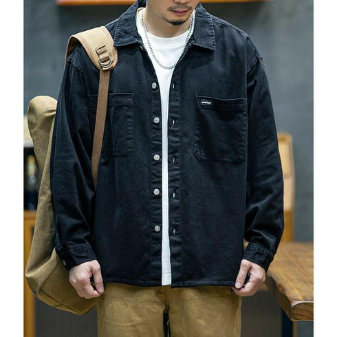 【OUTLET/即納】Cotton Long-sleeved Loose Casual Shirt P0523