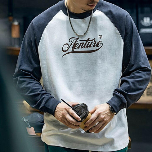 Color Collision Long-sleeved Round Neck T-shirt P0513