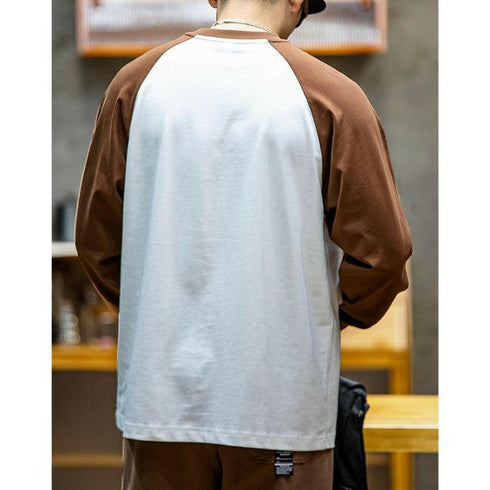 Color Collision Long-sleeved Round Neck T-shirt P0513