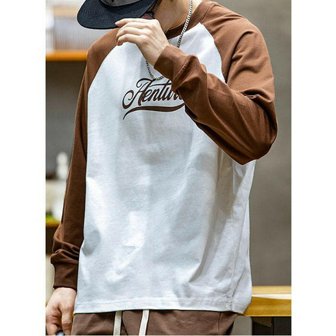 Color Collision Long-sleeved Round Neck T-shirt P0513