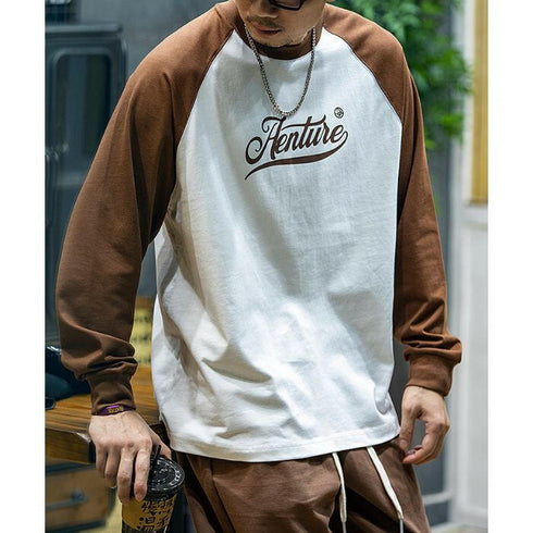 Color Collision Long-sleeved Round Neck T-shirt P0513