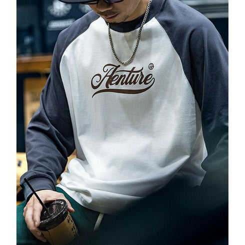 Color Collision Long-sleeved Round Neck T-shirt P0513