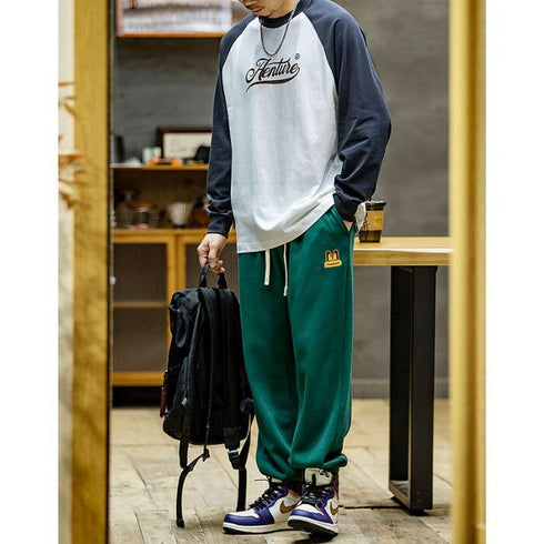 Color Collision Long-sleeved Round Neck T-shirt P0513