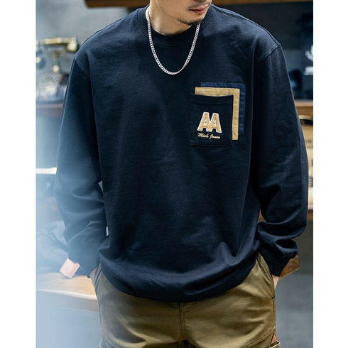 Cotton Long-sleeved Loose Round Neck T-shirt P0506