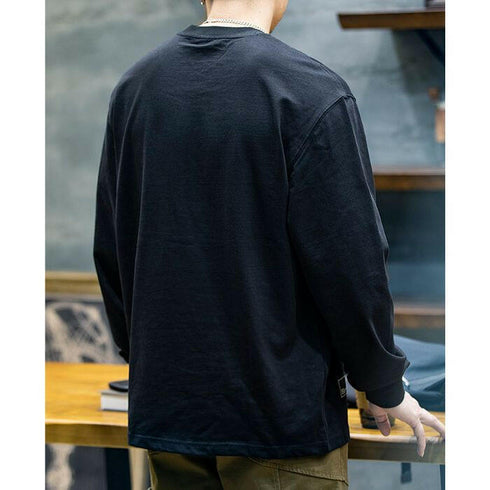 Cotton Long-sleeved Loose Round Neck T-shirt P0506