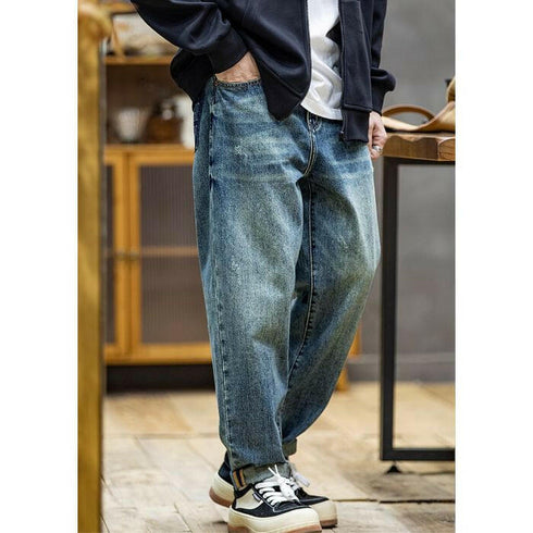 American Retro Straight Jeans Loose Fat Pants P0520