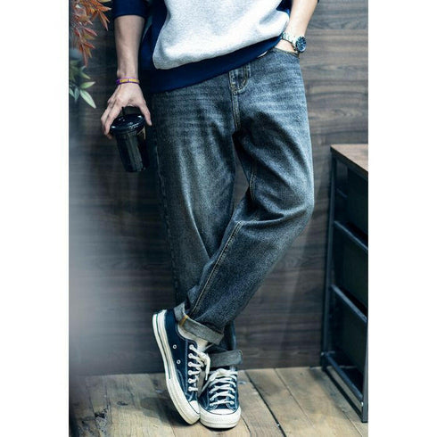 Tapered Jeans Loose Hipster Washed Pants P0543