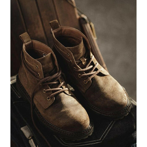 Leather Big Head Short Boots P0573