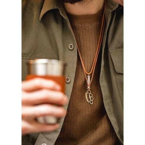 Vintage Boxing Finger Tiger Necklace Brass Pendant Jewelry P0587