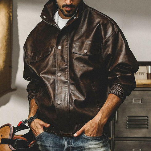 【OUTLET/即納】Soft Leather Loose Jacket P0626