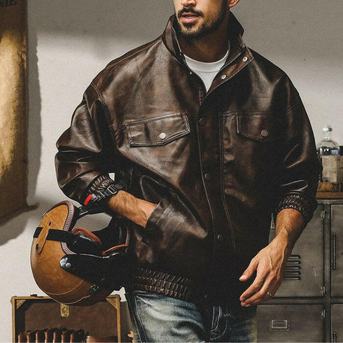 【OUTLET/即納】Soft Leather Loose Jacket P0626