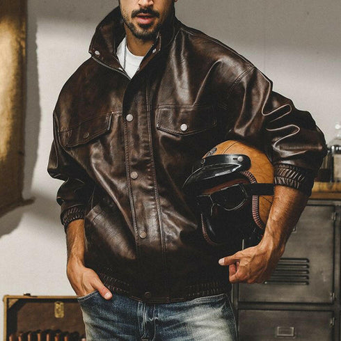 【OUTLET/即納】Soft Leather Loose Jacket P0626