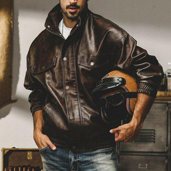 【OUTLET/即納】Soft Leather Loose Jacket P0626