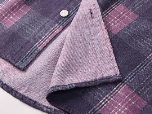 Dusty Purple Check Long Shirt P1964