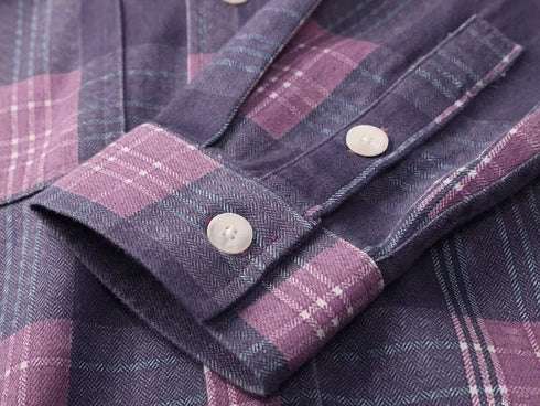 Dusty Purple Check Long Shirt P1964
