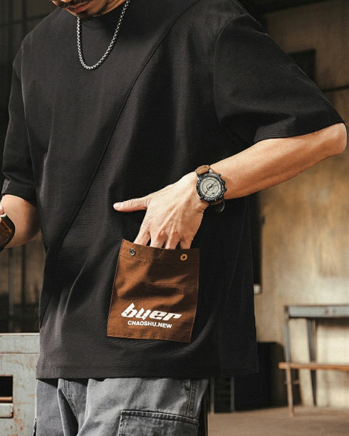 【OUTLET/即納】アシンメトリーステッチ半袖Tシャツ P1430