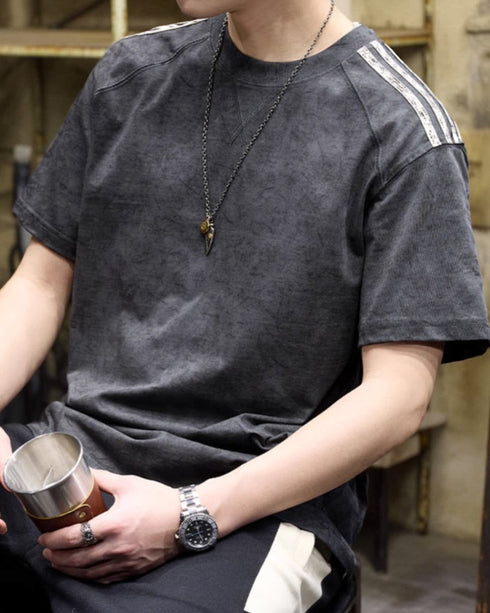 Clean Line Round Neck Short Sleeve T-Shirt P1435