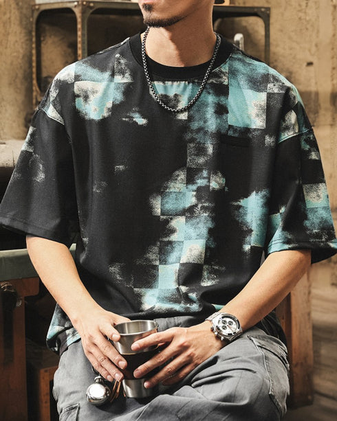 Smoky Block Print Short Sleeve T-Shirt P1489