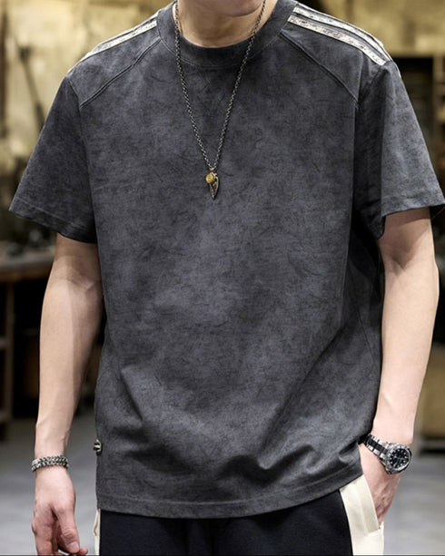 Clean Line Round Neck Short Sleeve T-Shirt P1435