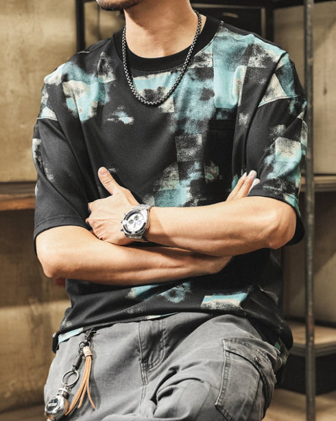 Smoky Block Print Short Sleeve T-Shirt P1489