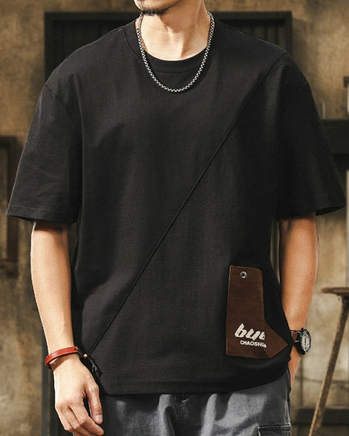 【OUTLET/即納】アシンメトリーステッチ半袖Tシャツ P1430
