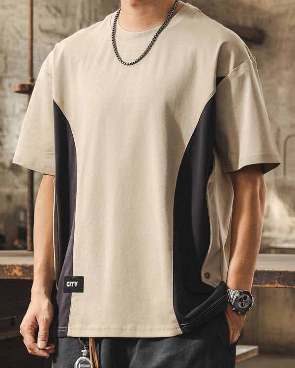 Contrast Line Switch Short Sleeve T-Shirt P1418
