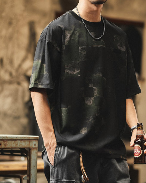 Smoky Block Print Short Sleeve T-Shirt P1489