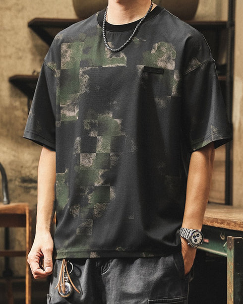 Smoky Block Print Short Sleeve T-Shirt P1489