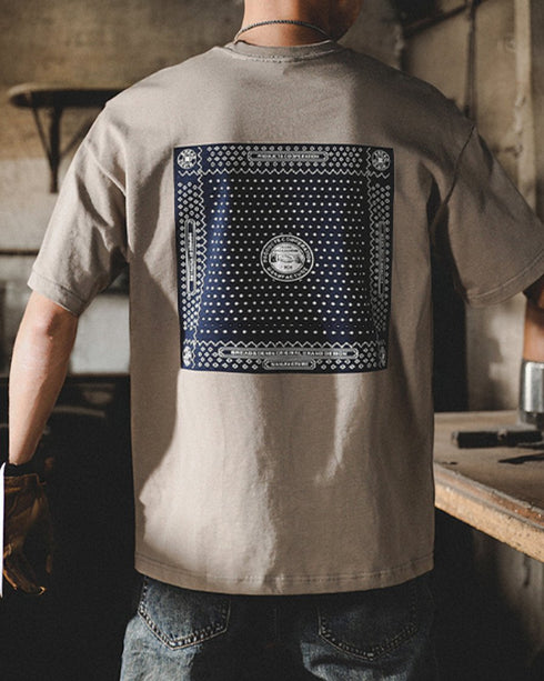 Bandana Graphic Back Print Short Sleeve T-Shirt P1456