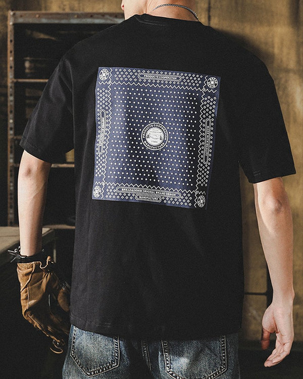 Bandana Graphic Back Print Short Sleeve T-Shirt P1456