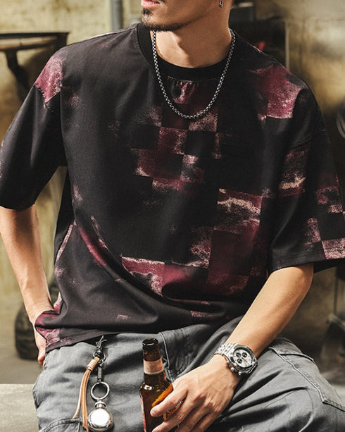 Smoky Block Print Short Sleeve T-Shirt P1489