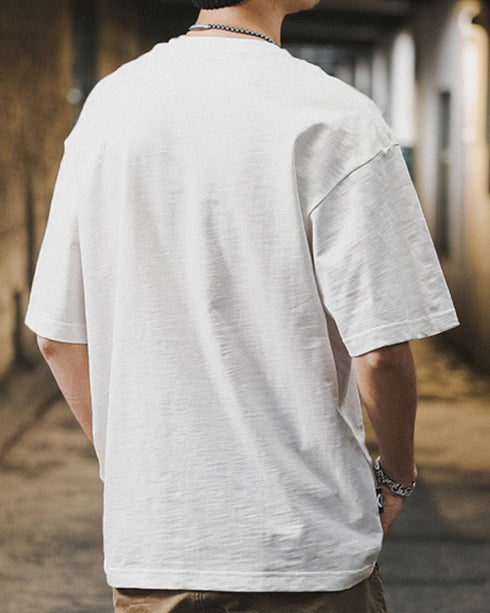 Monotone Detail Simple Short Sleeve T-Shirt P1389