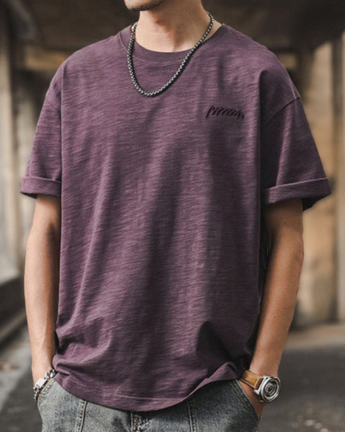 Monotone Detail Simple Short Sleeve T-Shirt P1389