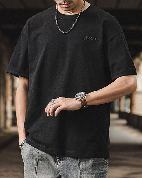 Monotone Detail Simple Short Sleeve T-Shirt P1389