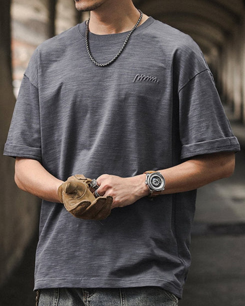 Monotone Detail Simple Short Sleeve T-Shirt P1389