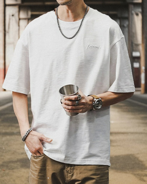 Monotone Detail Simple Short Sleeve T-Shirt P1389