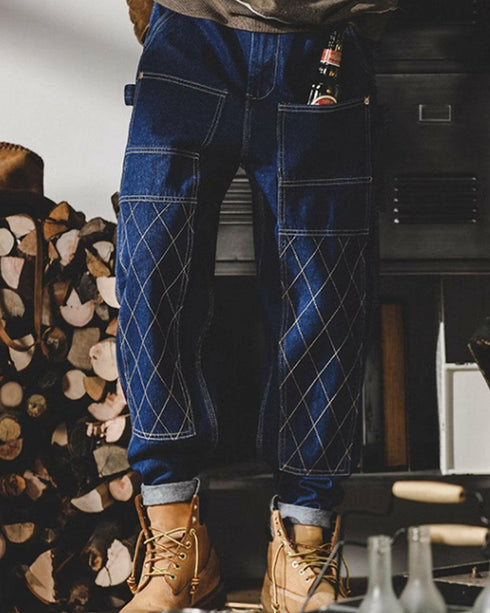 【OUTLET/即納】Diamond Stitch Double Knee Jeans P0301