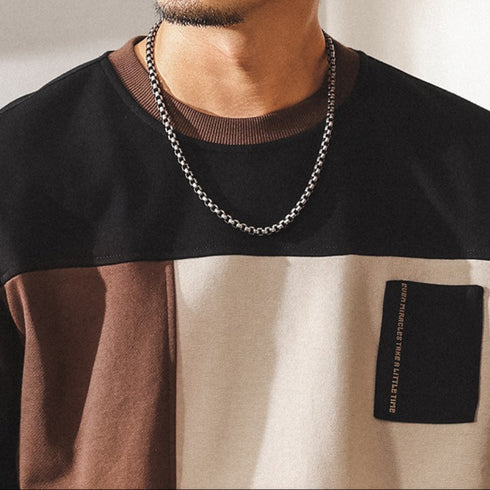 Blocking Design Color Panel Long T-shirt P1848