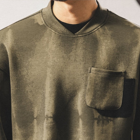 Relax Silhouette Pocket Crewneck Sweatshirt P1849