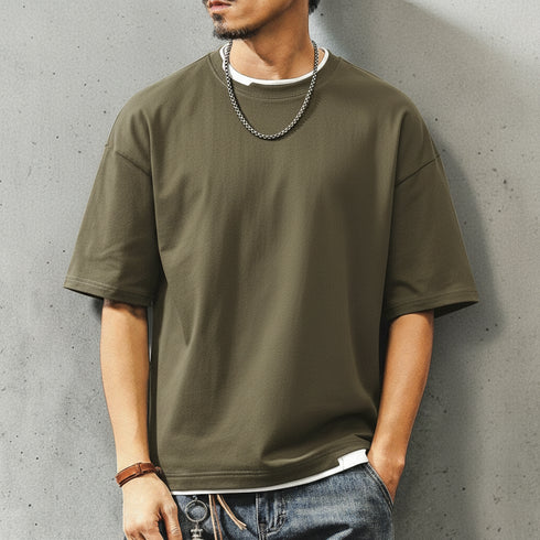レイヤードネックリラックス半袖Tシャツ P2033