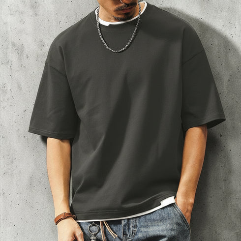 レイヤードネックリラックス半袖Tシャツ P2033