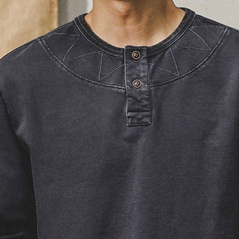 Henley Neck Classic Design Long Sleeve T-Shirt P1738