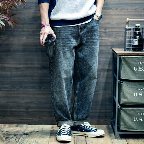 Tapered Jeans Loose Hipster Washed Pants P0543