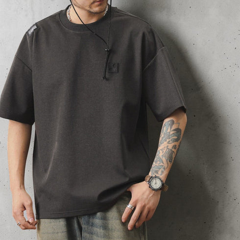 ショルダーラベルチェストパッチ半袖Tシャツ P2181