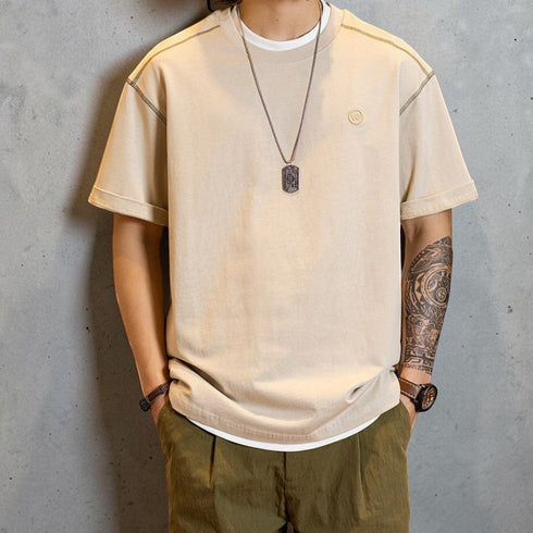 【OUTLET/即納】ステッチデザインルーズフィット半袖Tシャツ P2151
