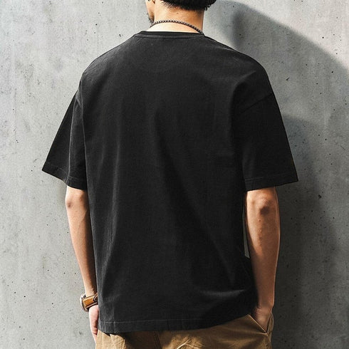 パッチアクセントクルーネックTシャツ P2109