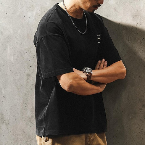 パッチアクセントクルーネックTシャツ P2109